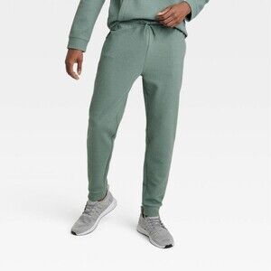 Men's Textured Fleece Joggers - All in Motion Dark Green XXL